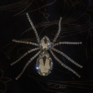 Black Widow Rhinestone Spider Brooch